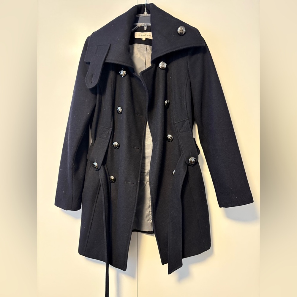 Calvin Klein Double-Breasted Women's Wool Coat
